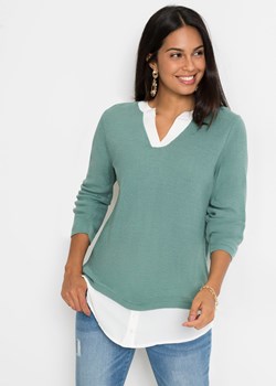Sweter z koszulową wstawką ze sklepu bonprix w kategorii Swetry damskie - zdjęcie 170596163