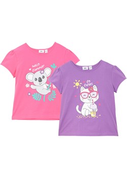 T-shirt dziewczęcy (2 szt. w opak.) ze sklepu bonprix w kategorii Bluzki dziewczęce - zdjęcie 170597432