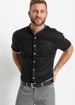 Koszula lniana z krótkim rękawem i stójką ze sklepu bonprix w kategorii Koszule męskie - zdjęcie 170597472