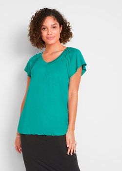 Shirt z dekoltem w serek, krótki rękaw ze sklepu bonprix w kategorii Bluzki damskie - zdjęcie 170598060