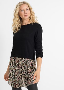 Sweter z wstawką w optyce spódnicy, ze zrównoważonej wiskozy ze sklepu bonprix w kategorii Swetry damskie - zdjęcie 170598690