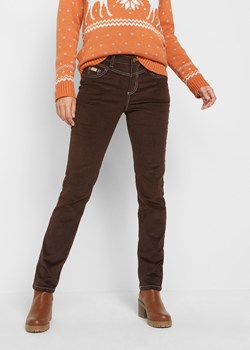 Spodnie sztruksowe ze stretchem Slim Fit z kontrastowymi szwami ze sklepu bonprix w kategorii Spodnie damskie - zdjęcie 170598820