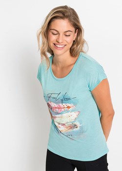 T-shirt z nadrukiem w pióra ze sklepu bonprix w kategorii Bluzki damskie - zdjęcie 170598843