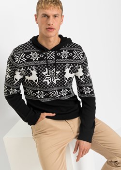 Sweter w norweski wzór, z kapturem ze sklepu bonprix w kategorii Swetry męskie - zdjęcie 170599752