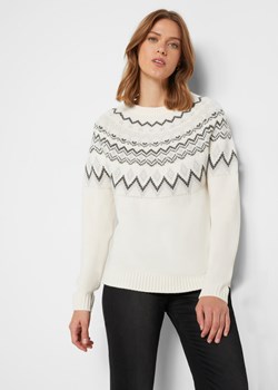 Sweter z płytkim dekoltem, w norweski wzór ze sklepu bonprix w kategorii Swetry damskie - zdjęcie 170599853