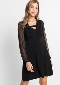 Sukienka z dżerseju z siatkowymi rękawami ze sklepu bonprix w kategorii Sukienki - zdjęcie 170600331