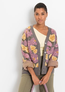 Sweter rozpinany w kwiaty ze sklepu bonprix w kategorii Swetry damskie - zdjęcie 170600772