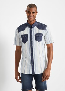 Koszula z krótkim rękawem i wstawką z denimu ze sklepu bonprix w kategorii Koszule męskie - zdjęcie 170600920