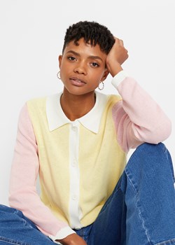 Sweter rozpinany w stylu color blocking ze sklepu bonprix w kategorii Swetry damskie - zdjęcie 170601841