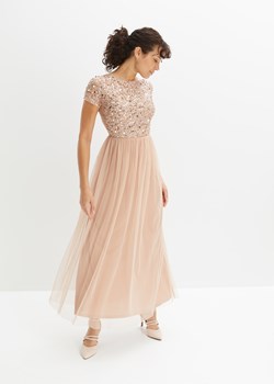 Długa sukienka z aplikacją z cekinów ze sklepu bonprix w kategorii Sukienki - zdjęcie 170602682