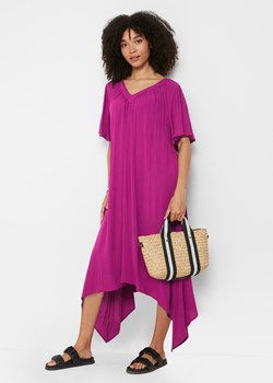Długa sukienka kaftanowa z krepy w szerokim fasonie ze sklepu bonprix w kategorii Sukienki - zdjęcie 170604280