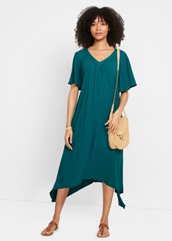 Długa sukienka kaftanowa z krepy w szerokim fasonie ze sklepu bonprix w kategorii Sukienki - zdjęcie 170604281