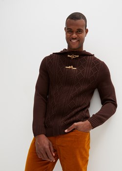 Sweter rozpinany we wzór w warkocze ze sklepu bonprix w kategorii Swetry męskie - zdjęcie 170606052