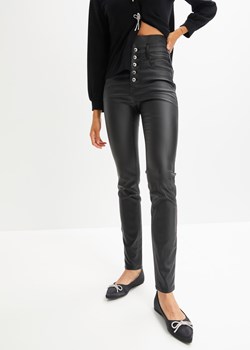 Spodnie ze sztucznej skóry z wysoką talią ze sklepu bonprix w kategorii Spodnie damskie - zdjęcie 170607052