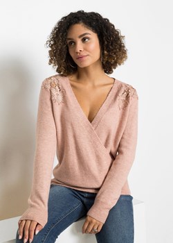 Sweter z efektem założenia kopertowego ze sklepu bonprix w kategorii Swetry damskie - zdjęcie 170607434
