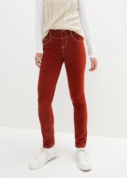 Spodnie sztruksowe ze stretchem Slim Fit z kontrastowymi szwami ze sklepu bonprix w kategorii Spodnie damskie - zdjęcie 170607934
