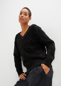 Sweter żakardowy z połyskiem ze sklepu bonprix w kategorii Swetry damskie - zdjęcie 170609283
