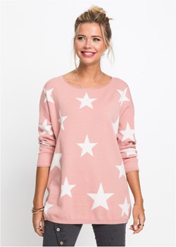 Sweter dzianinowy z nadrukiem w gwiazdy ze sklepu bonprix w kategorii Swetry damskie - zdjęcie 170609750