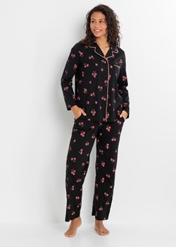 Piżama z plisą guzikową + opaska na oczy ze sklepu bonprix w kategorii Piżamy damskie - zdjęcie 170609981