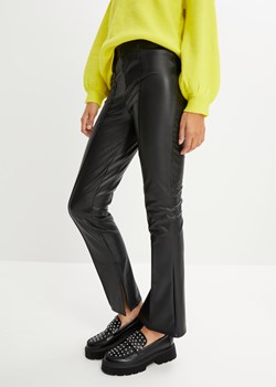 Spodnie ze sztucznej skóry  z rozcięciem, wysoka talia ze sklepu bonprix w kategorii Spodnie damskie - zdjęcie 170611004