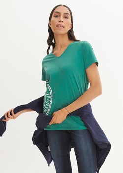 T-shirt z dekoltem w serek i nadrukiem ze sklepu bonprix w kategorii Bluzki damskie - zdjęcie 170611273