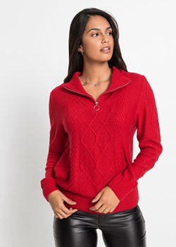 Sweter ze stójką we wzór w warkocze ze sklepu bonprix w kategorii Swetry damskie - zdjęcie 170612280