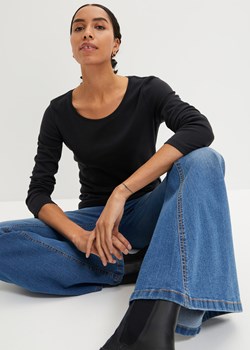 Shirt bawełniany z okrągłym dekoltem i długim rękawem ze sklepu bonprix w kategorii Bluzki damskie - zdjęcie 170612762