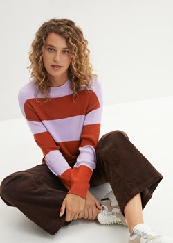 Sweter z okrągłym dekoltem, w szerokie paski ze sklepu bonprix w kategorii Swetry damskie - zdjęcie 170613203