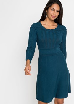 Sukienka dzianinowa w ażurowy wzór ze zrównoważonej wiskozy ze sklepu bonprix w kategorii Sukienki - zdjęcie 170614962