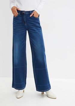 Dżinsy ze stretchem, z szerokimi nogawkami i wygodnym paskiem ze sklepu bonprix w kategorii Jeansy damskie - zdjęcie 170615363