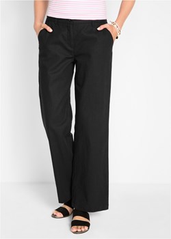 Spodnie lniane Loose Fit z wygodnym paskiem ze sklepu bonprix w kategorii Spodnie damskie - zdjęcie 170616201