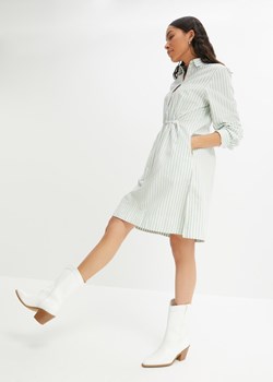 Sukienka szmizjerka z bawełny organicznej, z gumką w talii i kieszeniami, dł. do kolan ze sklepu bonprix w kategorii Sukienki - zdjęcie 170616391