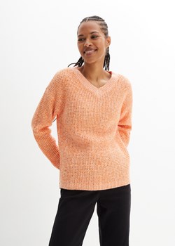 Luźniejszy sweter z dzianiny w waflowy wzór, długi rękaw ze sklepu bonprix w kategorii Swetry damskie - zdjęcie 170616441