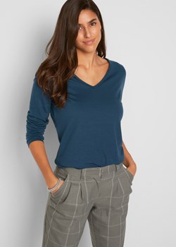 Shirt z długim rękawem i dekoltem w serek (2 szt.) ze sklepu bonprix w kategorii Bluzki damskie - zdjęcie 170616600