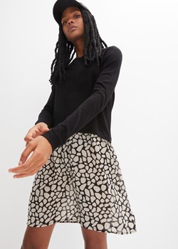 Sweter z wstawką w optyce spódnicy ze sklepu bonprix w kategorii Swetry damskie - zdjęcie 170616921