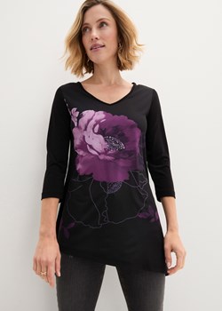 Długi shirt w roślinny wzór ze sklepu bonprix w kategorii Bluzki damskie - zdjęcie 170617384