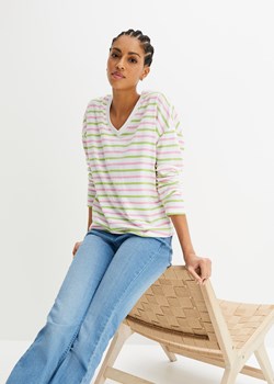 Shirt z długim rękawem w paski, z bawełny organicznej ze sklepu bonprix w kategorii Bluzki damskie - zdjęcie 170617532