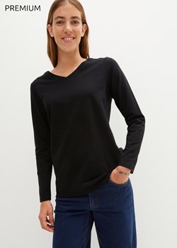 Shirt Essential z długim rękawem i dekoltem w serek, bezszwowy ze sklepu bonprix w kategorii Bluzki damskie - zdjęcie 170617741