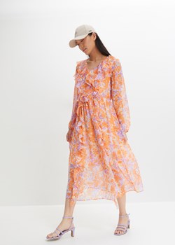 Sukienka szyfonowa z falbanami, z poliestru z recyklingu ze sklepu bonprix w kategorii Sukienki - zdjęcie 170618000