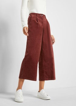 Szerokie spodnie sztruksowe culotte high-waist z wygodnym paskiem, dł. 7/8 ze sklepu bonprix w kategorii Spodnie damskie - zdjęcie 170618664