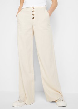Spodnie palazzo z domieszką lnu, z długimi nogawkami ze sklepu bonprix w kategorii Spodnie damskie - zdjęcie 170618683