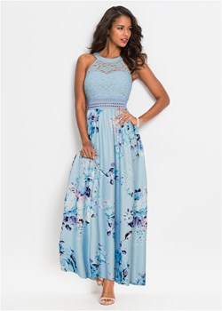Długa sukienka  z kwiatowym nadrukiem i koronką ze sklepu bonprix w kategorii Sukienki - zdjęcie 170618903