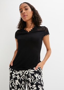 Shirt z koronką, ze zrównoważonej wiskozy ze sklepu bonprix w kategorii Bluzki damskie - zdjęcie 170619570