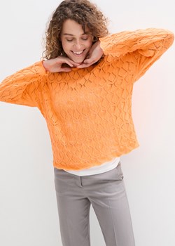 Sweter ażurowy oversized z domieszką lnu ze sklepu bonprix w kategorii Swetry damskie - zdjęcie 170620624