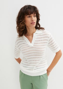 Sweter ażurowy polo ze sklepu bonprix w kategorii Swetry damskie - zdjęcie 170620724
