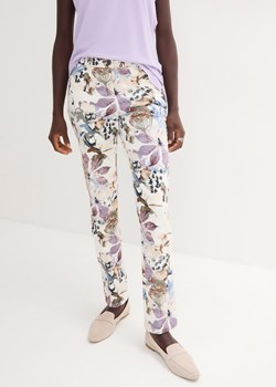 Spodnie ze stretchem w kwiaty ze sklepu bonprix w kategorii Spodnie damskie - zdjęcie 170620942