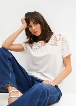 Shirt z wstawką w wypalany kwiatowy wzór ze sklepu bonprix w kategorii Bluzki damskie - zdjęcie 170622674