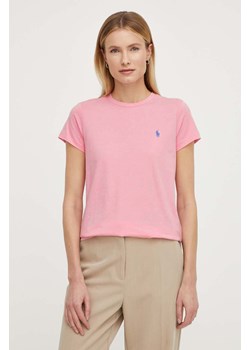 Polo Ralph Lauren t-shirt bawełniany damski kolor różowy ze sklepu ANSWEAR.com w kategorii Bluzki damskie - zdjęcie 170624122