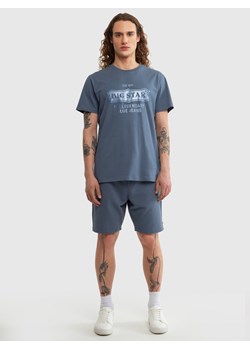 Koszulka męska z błyszczącym nadrukiem niebieska Miles 401 ze sklepu Big Star w kategorii T-shirty męskie - zdjęcie 170625694