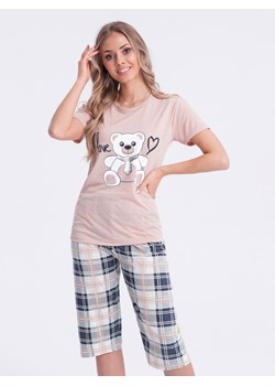 Piżama damska 285ULR - beżowa ze sklepu Edoti w kategorii Piżamy damskie - zdjęcie 170625753
